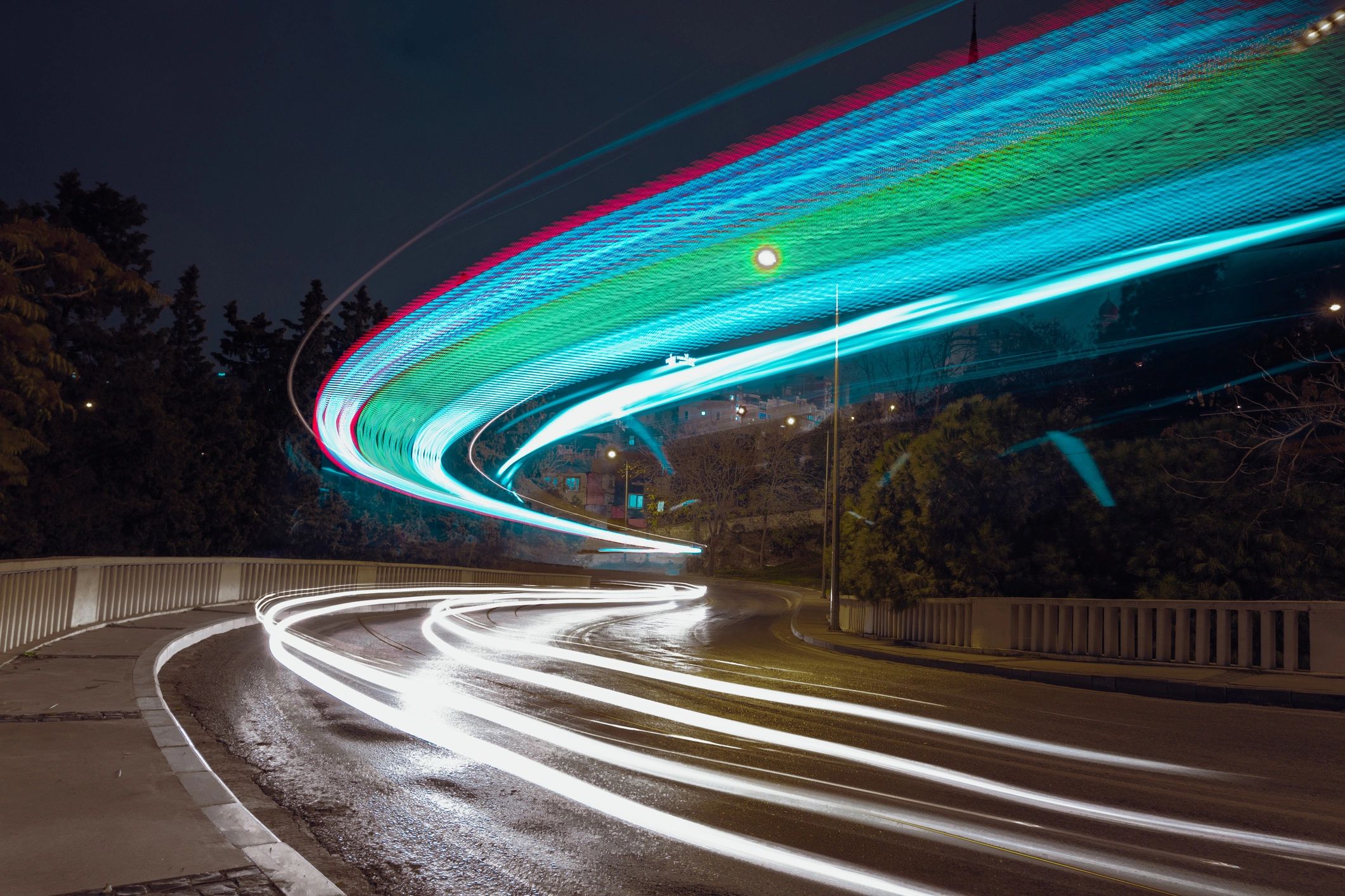 Long exposure traffic scene at night
